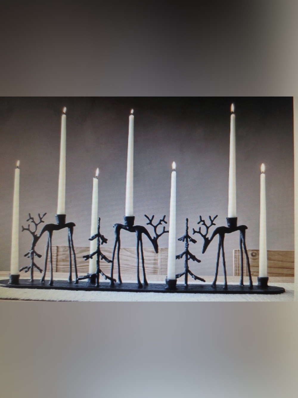 Pottery Barn Sculpted Reindeer Centerpiece Candle Holder – Black Metal